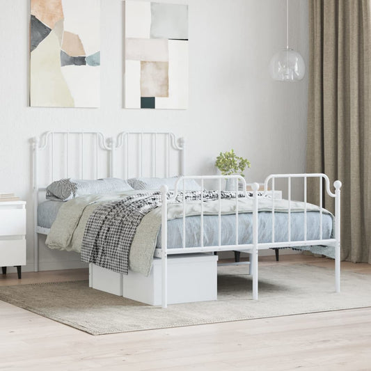 Bedframe met hoofd- en voeteneinde metaal wit 120x200 cm is nu te koop bij PeponiXL, paradijselijk wonen!