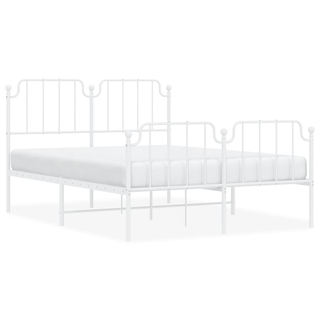 Bedframe met hoofd- en voeteneinde metaal wit 135x190 cm