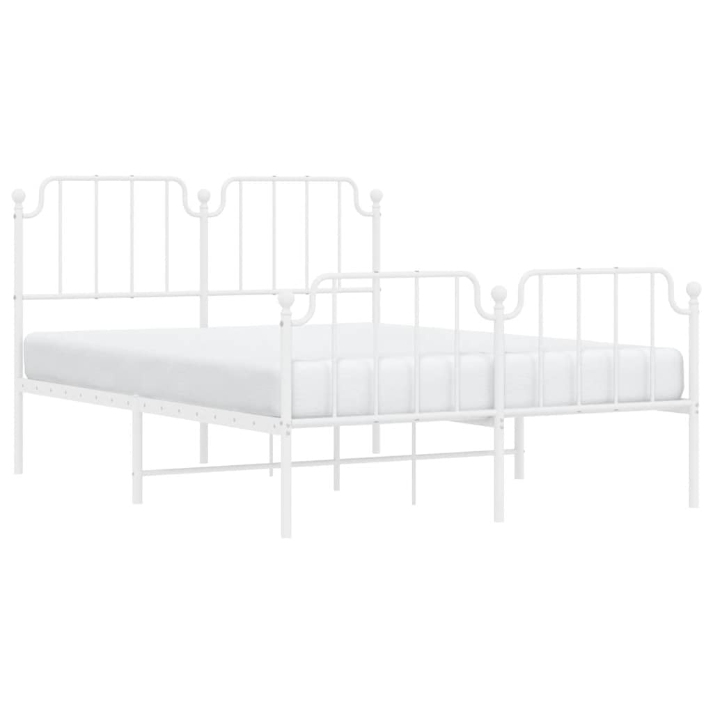 Bedframe met hoofd- en voeteneinde metaal wit 135x190 cm