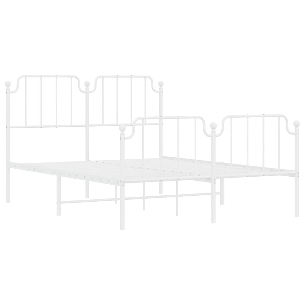 Bedframe met hoofd- en voeteneinde metaal wit 135x190 cm