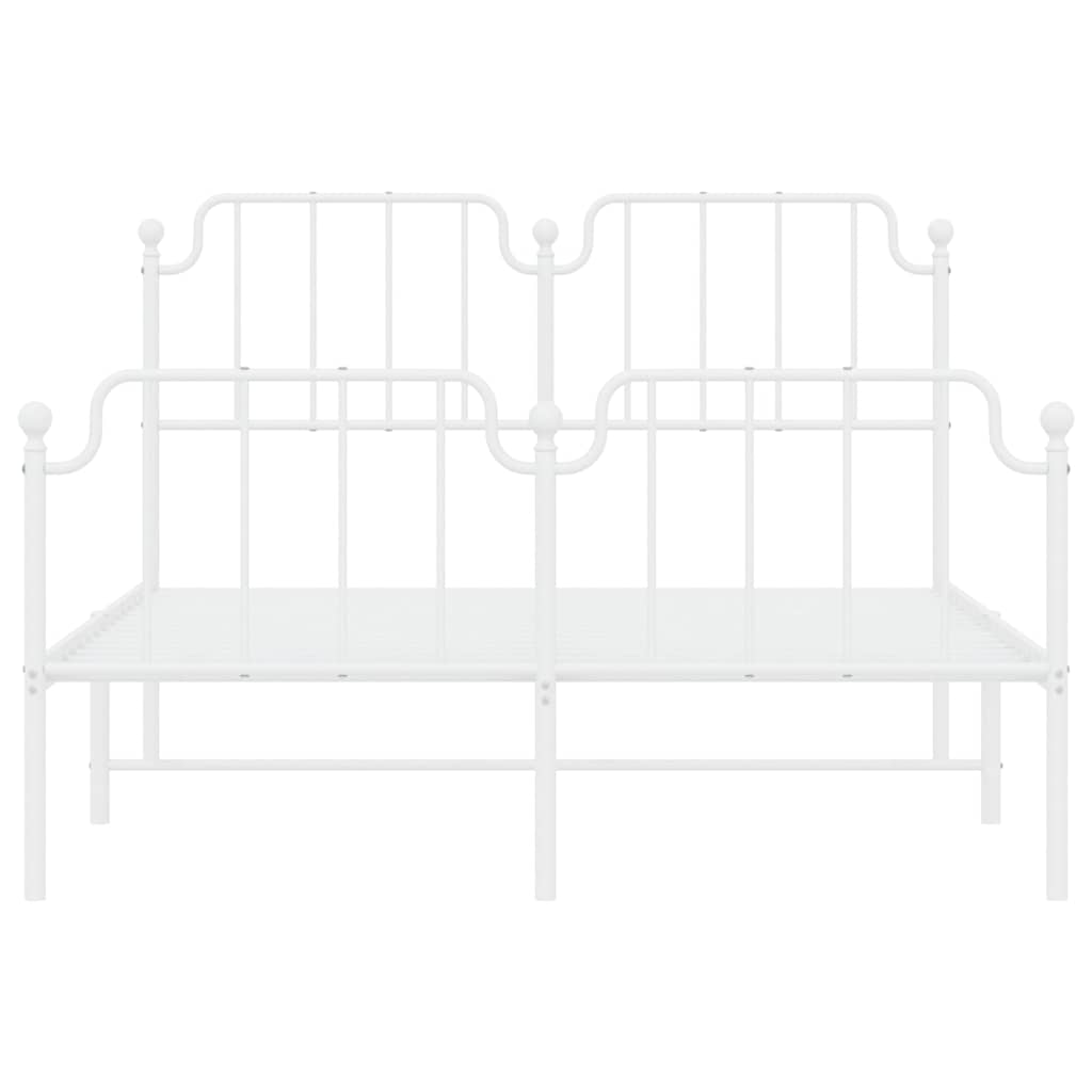 Bedframe met hoofd- en voeteneinde metaal wit 135x190 cm