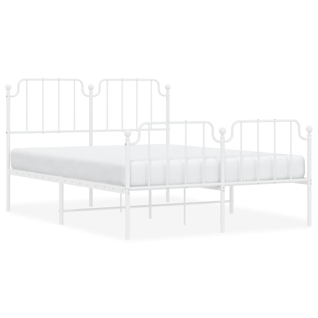 Bedframe met hoofd- en voeteneinde metaal wit 140x190 cm is nu te koop bij PeponiXL, paradijselijk wonen!