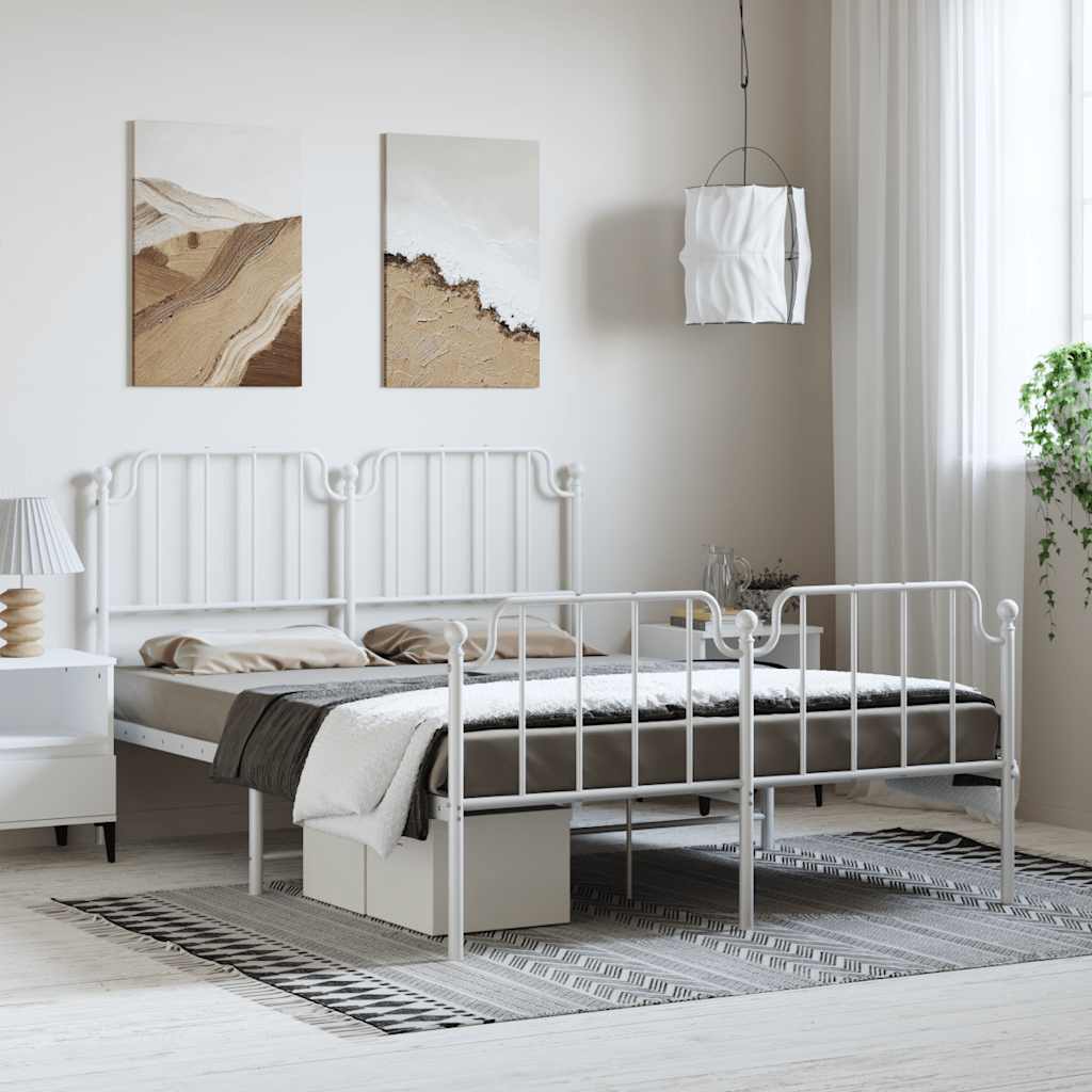 Bedframe met hoofd- en voeteneinde metaal wit 150x200 cm is nu te koop bij PeponiXL, paradijselijk wonen!
