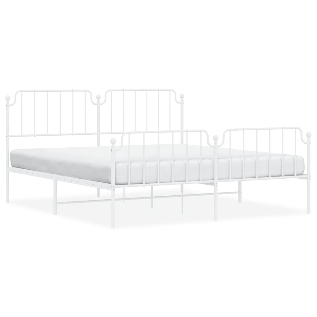 Bedframe met hoofd- en voeteneinde metaal wit 183x213 cm is nu te koop bij PeponiXL, paradijselijk wonen!