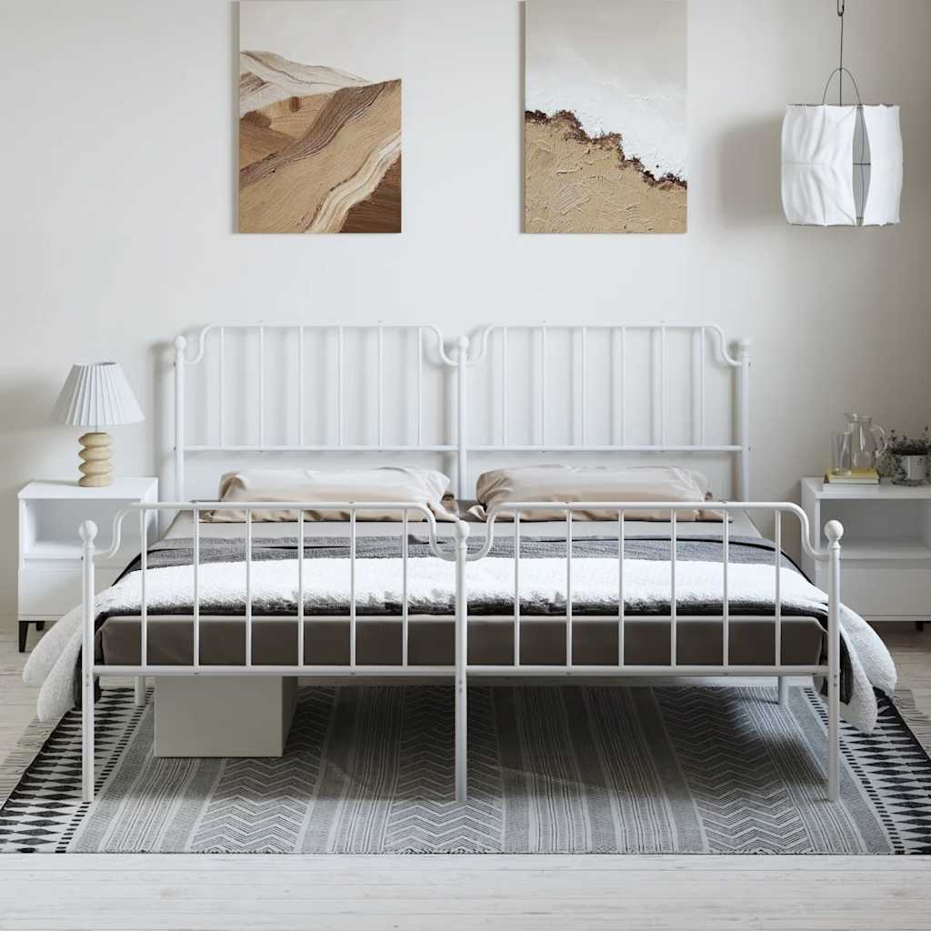 Bedframe met hoofd- en voeteneinde metaal wit 183x213 cm is nu te koop bij PeponiXL, paradijselijk wonen!
