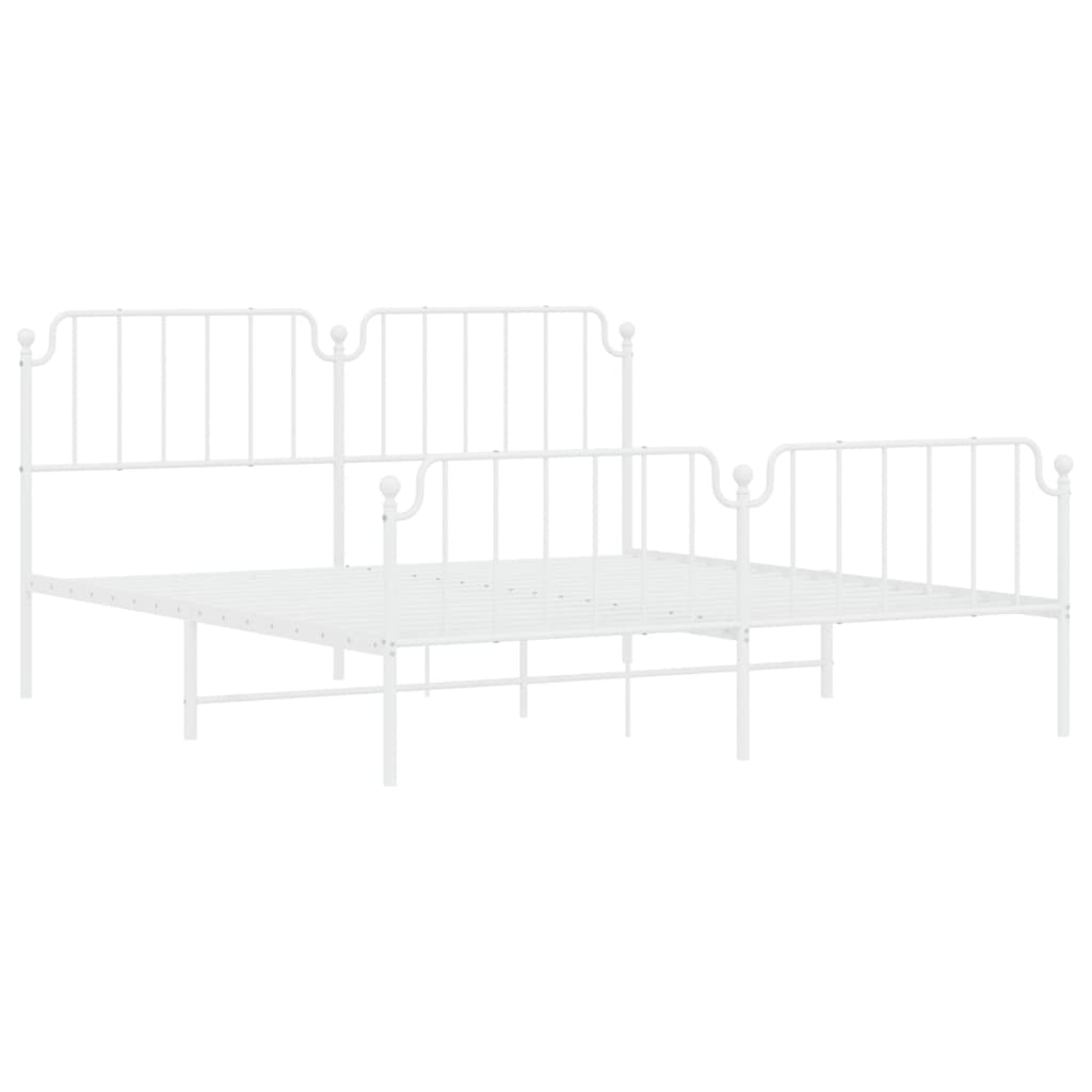 Bedframe met hoofd- en voeteneinde metaal wit 183x213 cm is nu te koop bij PeponiXL, paradijselijk wonen!