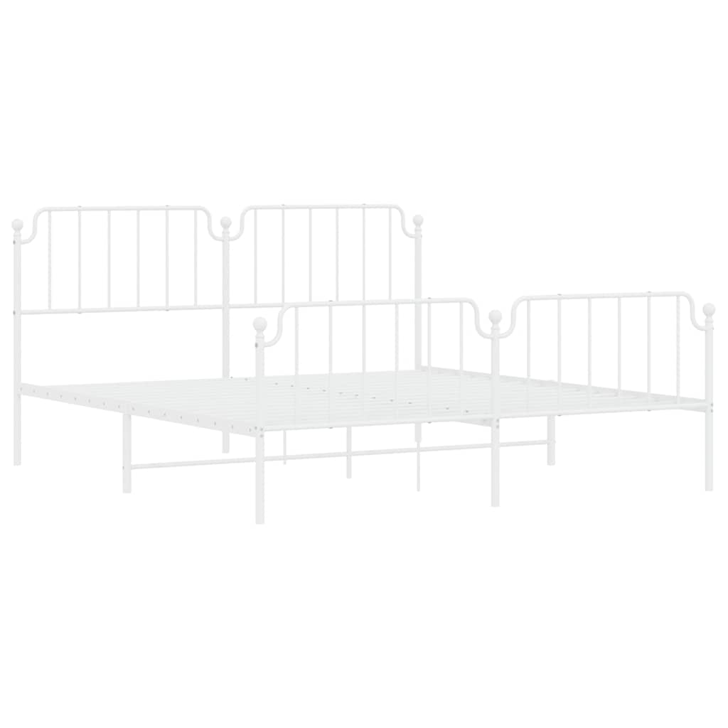 Bedframe met hoofd- en voeteneinde metaal wit 183x213 cm is nu te koop bij PeponiXL, paradijselijk wonen!