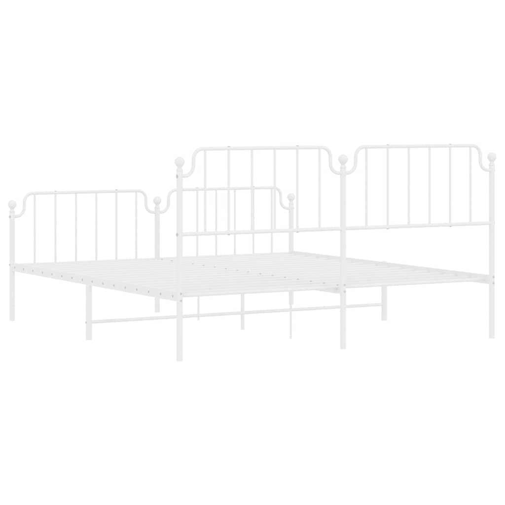 Bedframe met hoofd- en voeteneinde metaal wit 183x213 cm is nu te koop bij PeponiXL, paradijselijk wonen!