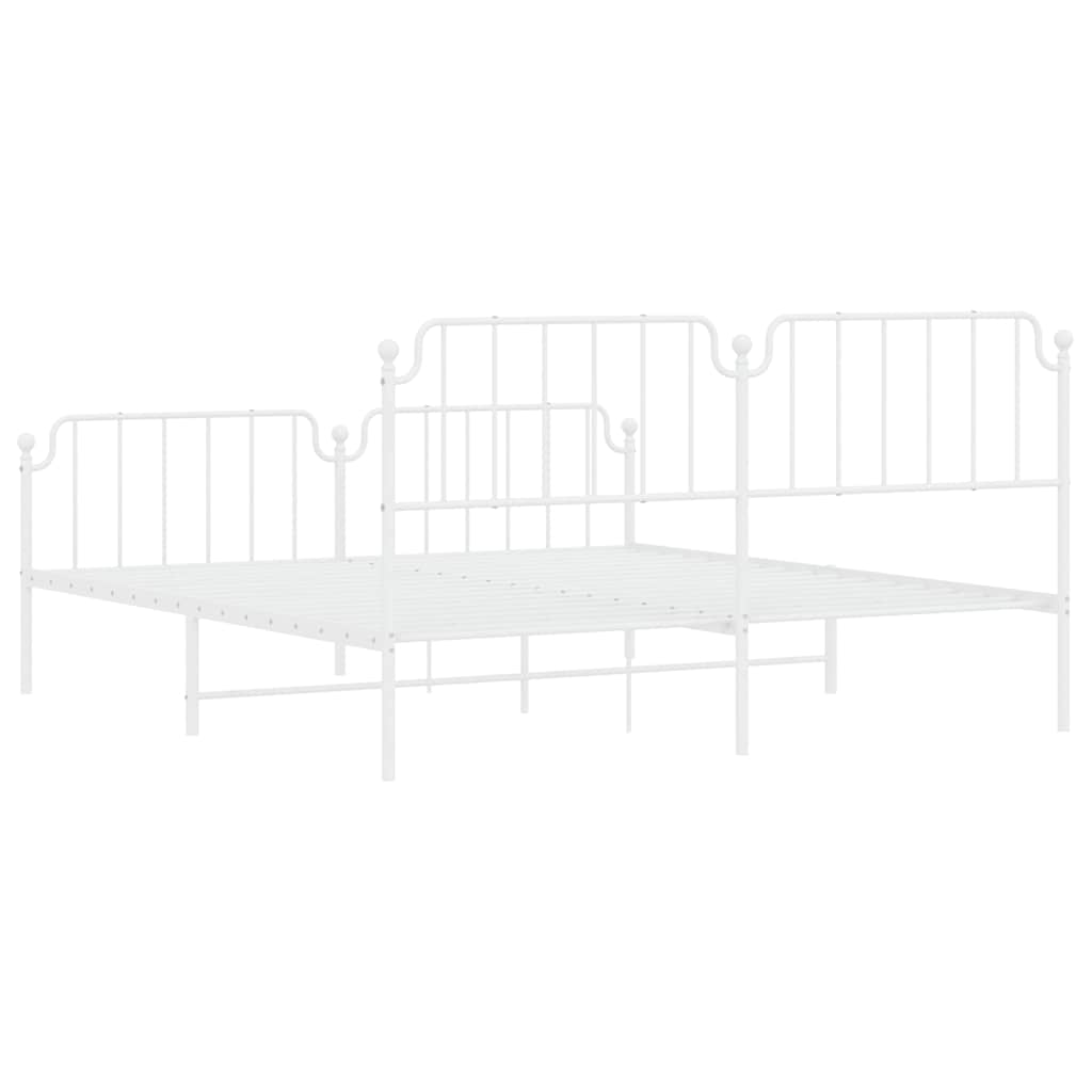 Bedframe met hoofd- en voeteneinde metaal wit 183x213 cm is nu te koop bij PeponiXL, paradijselijk wonen!