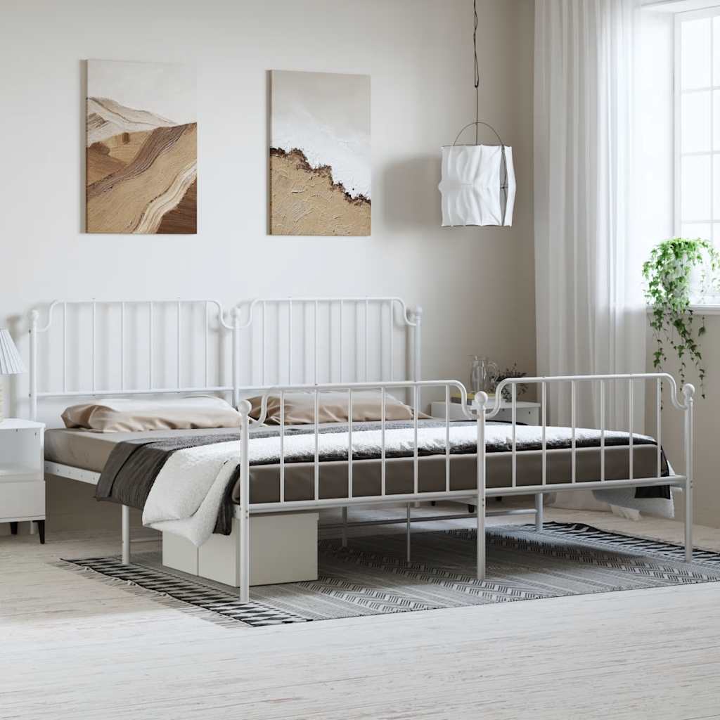Bedframe met hoofd- en voeteneinde metaal wit 183x213 cm is nu te koop bij PeponiXL, paradijselijk wonen!