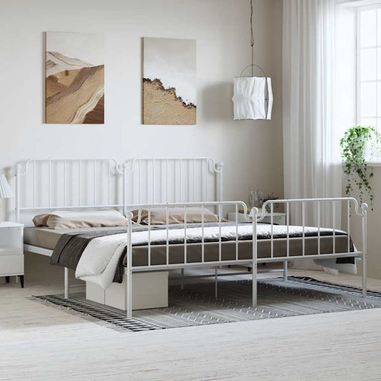 Bedframe met hoofd- en voeteneinde metaal wit 183x213 cm is nu te koop bij PeponiXL, paradijselijk wonen!