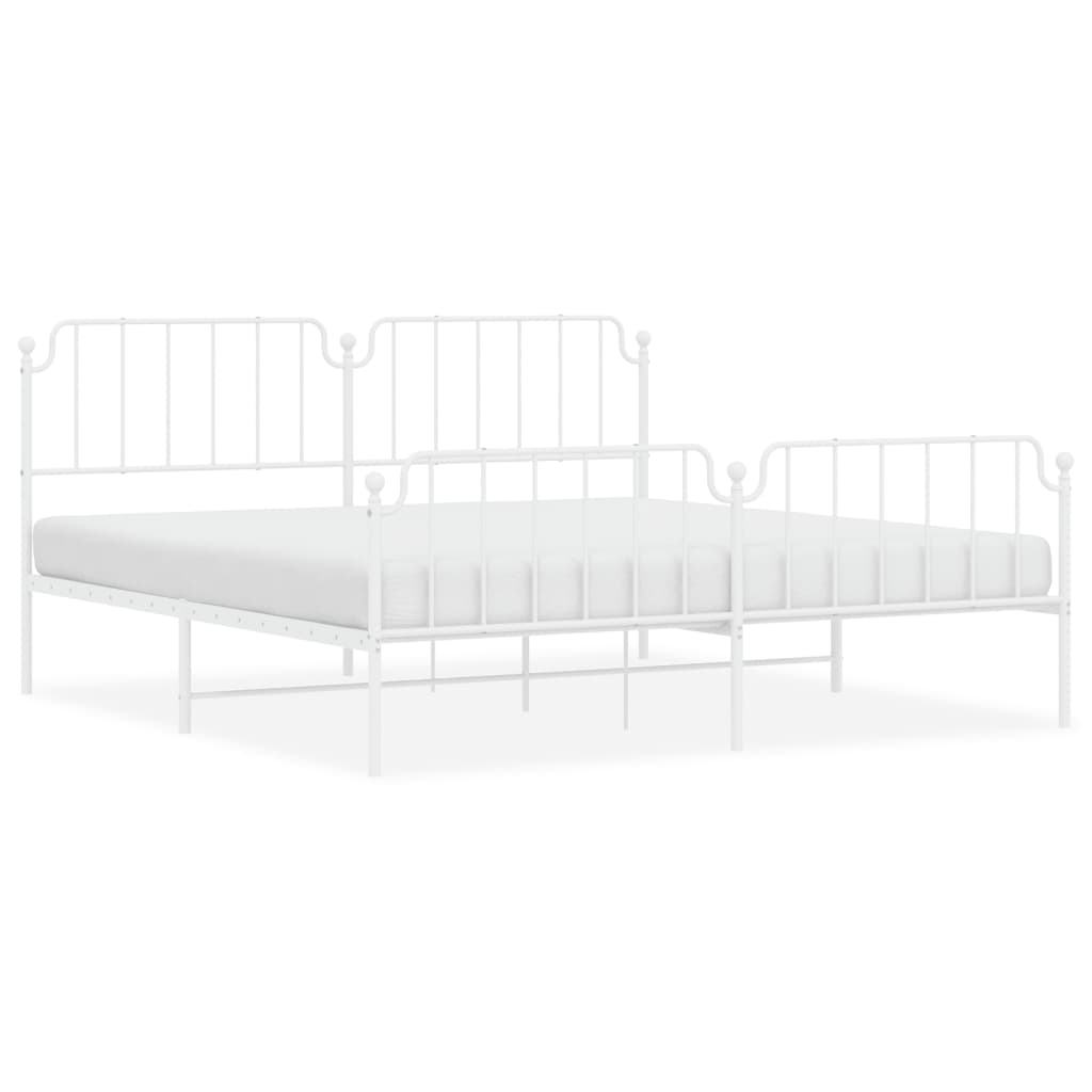 Bedframe met hoofd- en voeteneinde metaal wit 193x203 cm is nu te koop bij PeponiXL, paradijselijk wonen!