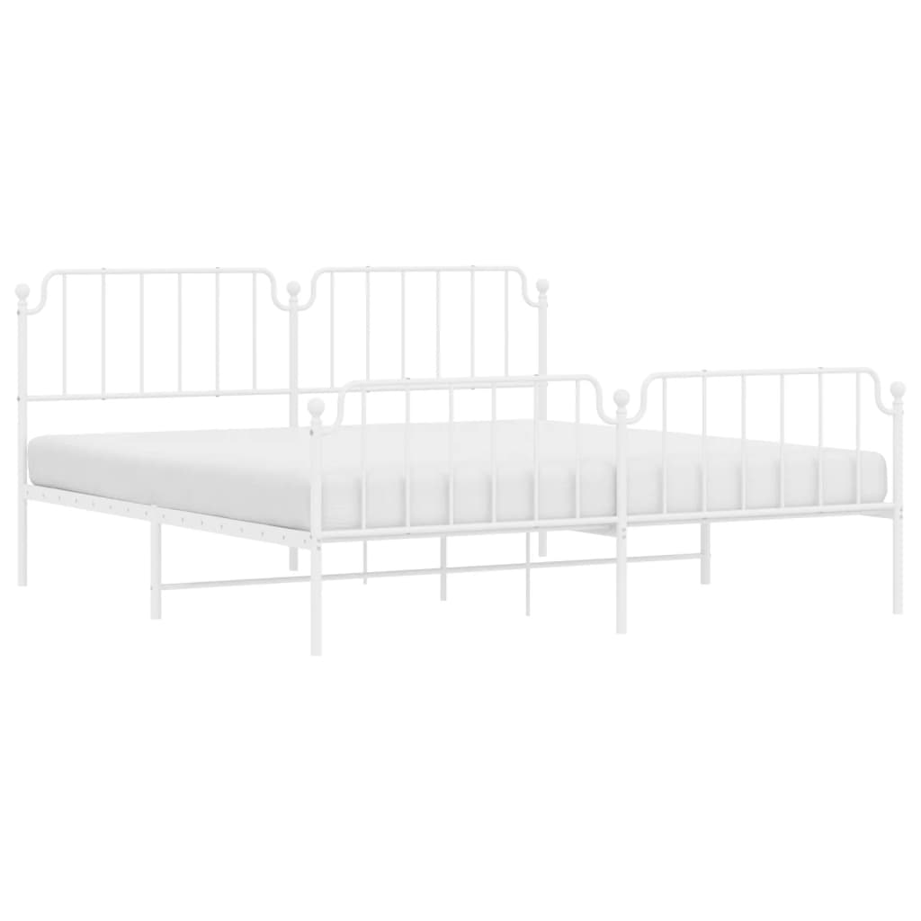 Bedframe met hoofd- en voeteneinde metaal wit 193x203 cm is nu te koop bij PeponiXL, paradijselijk wonen!