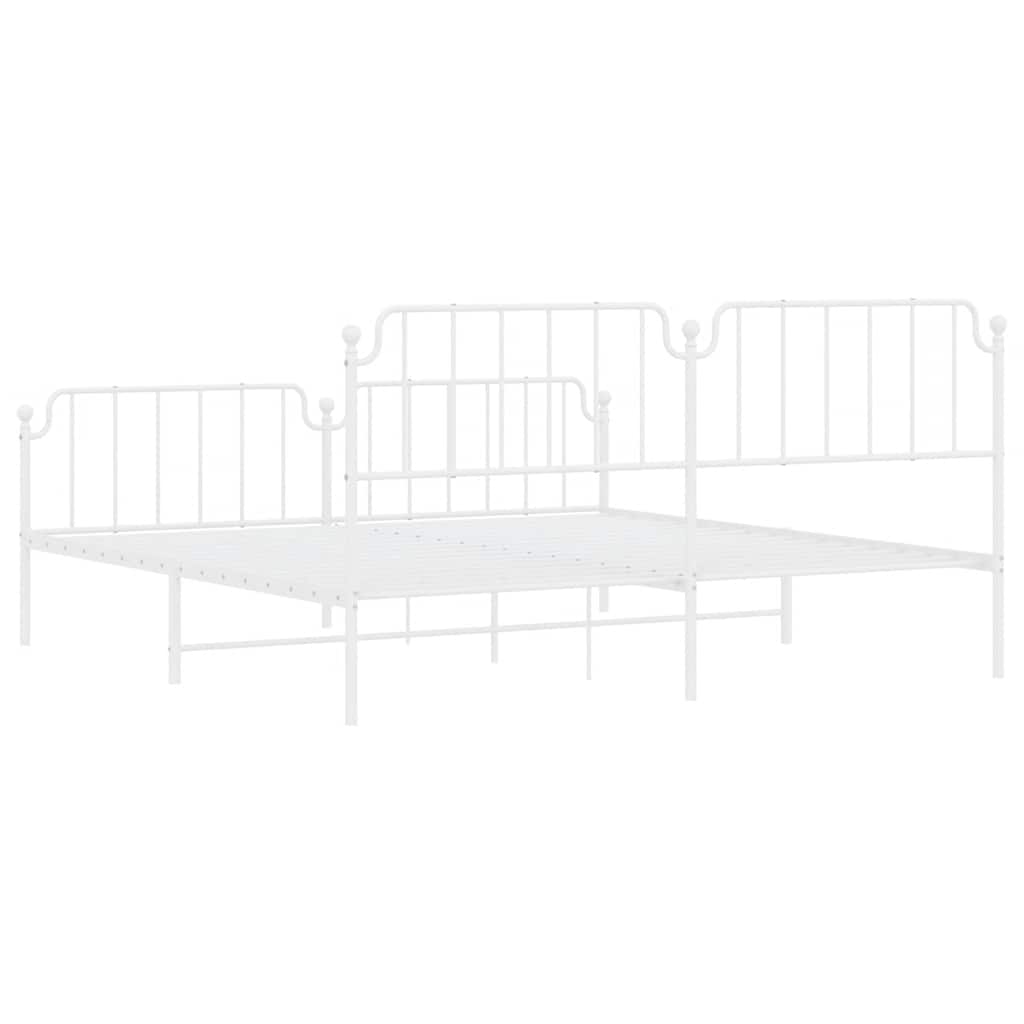 Bedframe met hoofd- en voeteneinde metaal wit 193x203 cm is nu te koop bij PeponiXL, paradijselijk wonen!