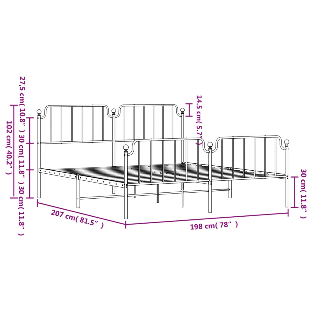 Bedframe met hoofd- en voeteneinde metaal wit 193x203 cm is nu te koop bij PeponiXL, paradijselijk wonen!
