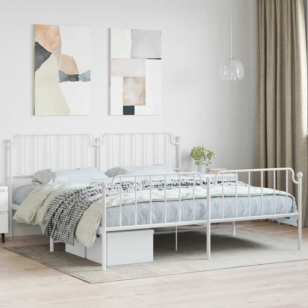 Bedframe met hoofd- en voeteneinde metaal wit 193x203 cm is nu te koop bij PeponiXL, paradijselijk wonen!