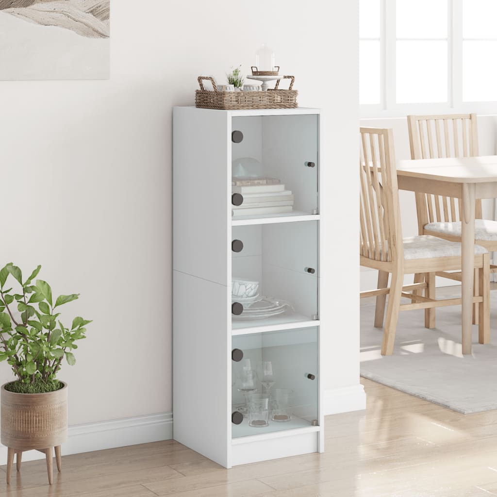 Hoge kast met glazen deuren 35x37x109 cm wit is nu te koop bij PeponiXL, paradijselijk wonen!