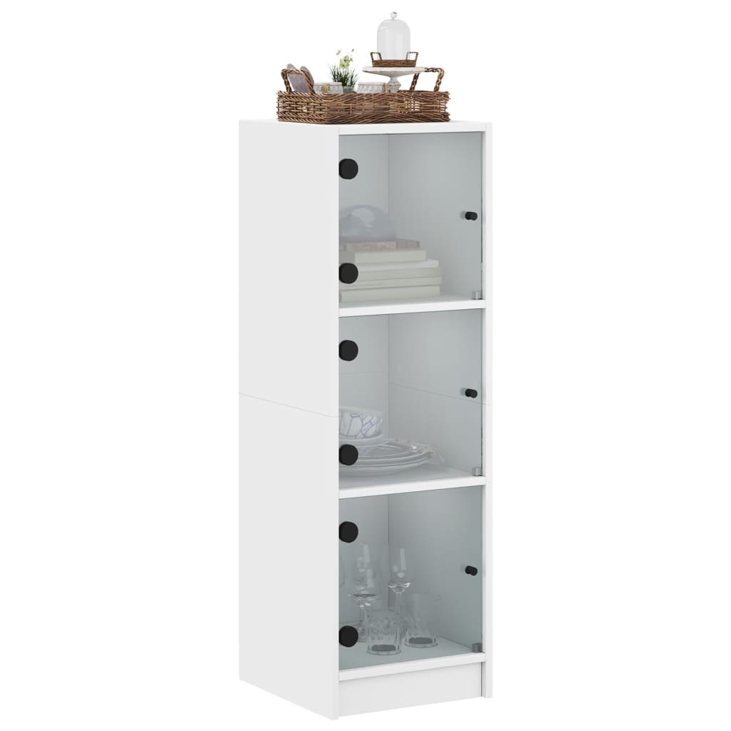 Hoge kast met glazen deuren 35x37x109 cm wit is nu te koop bij PeponiXL, paradijselijk wonen!