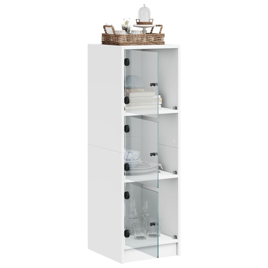 Hoge kast met glazen deuren 35x37x109 cm wit is nu te koop bij PeponiXL, paradijselijk wonen!