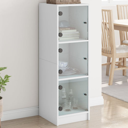 Hoge kast met glazen deuren 35x37x109 cm wit is nu te koop bij PeponiXL, paradijselijk wonen!