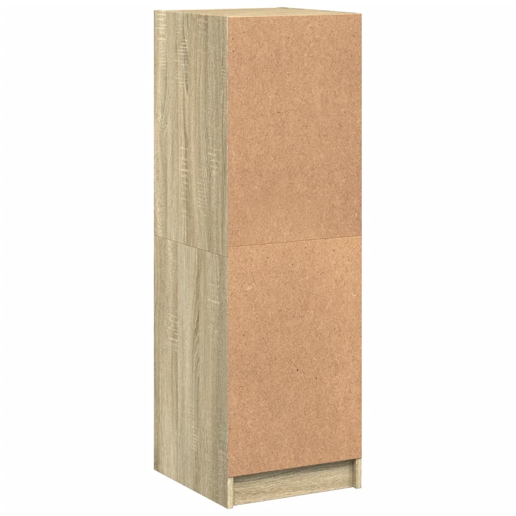 Hoge kast met glazen deuren 35x37x109 cm sonoma eikenkleurig is nu te koop bij PeponiXL, paradijselijk wonen!