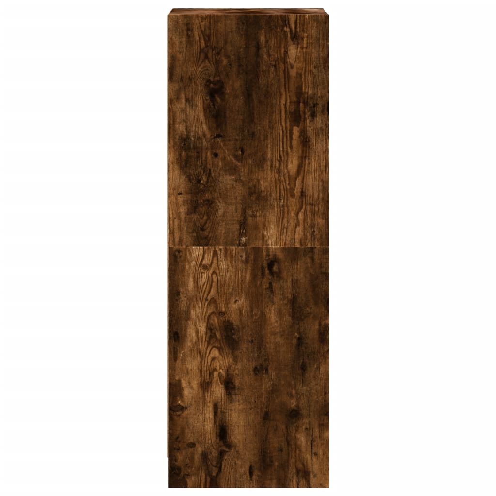 Hoge kast met glazen deuren 35x37x109 cm gerookt eikenkleurig is nu te koop bij PeponiXL, paradijselijk wonen!