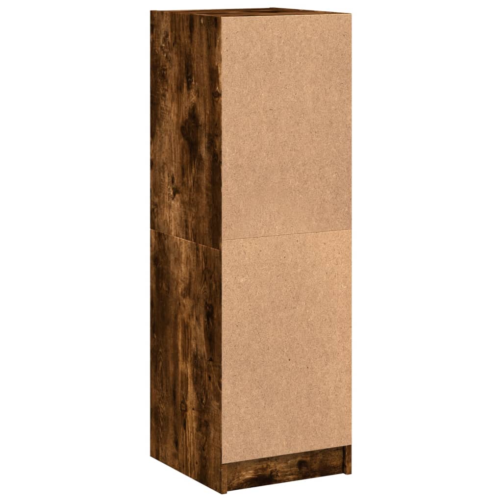 Hoge kast met glazen deuren 35x37x109 cm gerookt eikenkleurig is nu te koop bij PeponiXL, paradijselijk wonen!