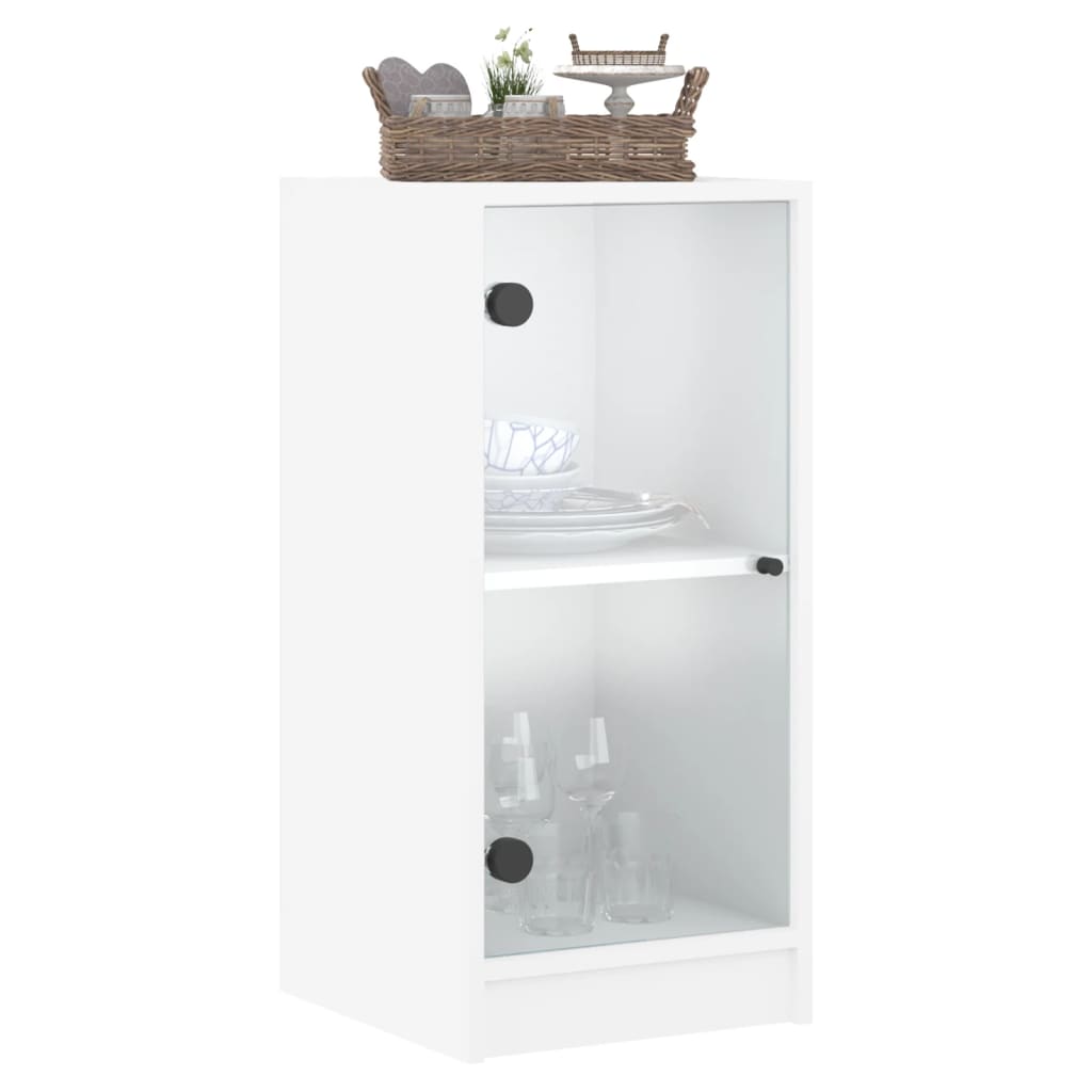 Bijzetkast met glazen deuren 35x37x75,5 cm wit is nu te koop bij PeponiXL, paradijselijk wonen!