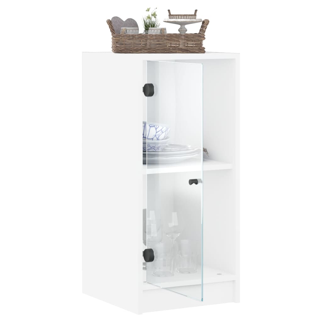 Bijzetkast met glazen deuren 35x37x75,5 cm wit is nu te koop bij PeponiXL, paradijselijk wonen!