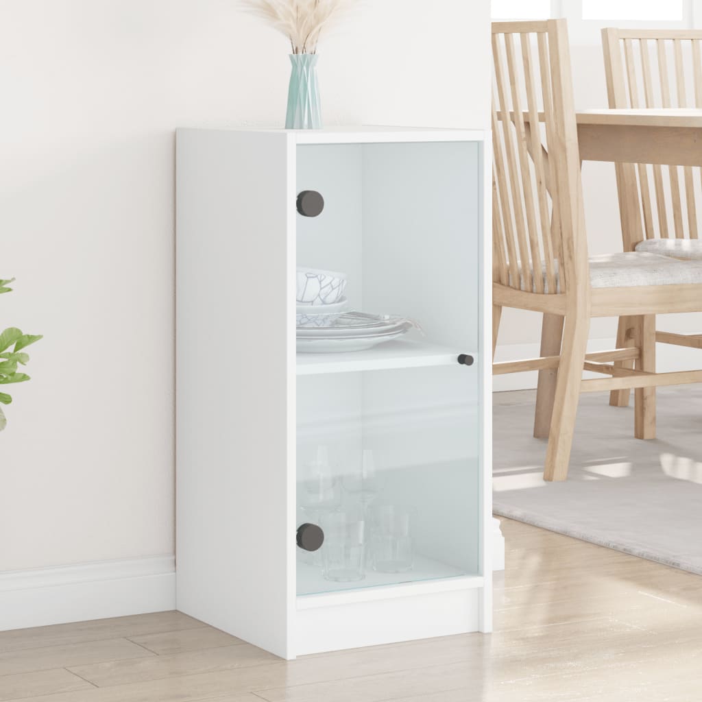 Bijzetkast met glazen deuren 35x37x75,5 cm wit is nu te koop bij PeponiXL, paradijselijk wonen!