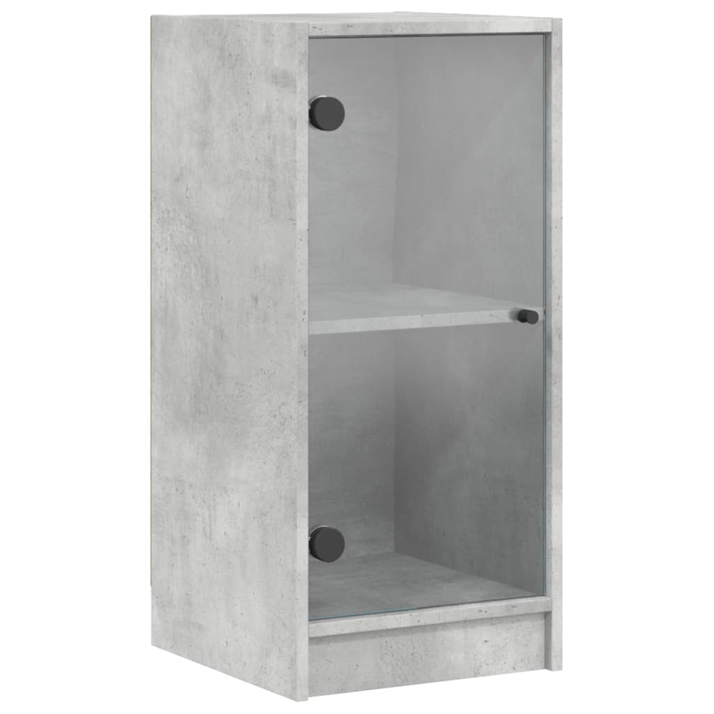 Bijzetkast met glazen deuren 35x37x75,5 cm betongrijs is nu te koop bij PeponiXL, paradijselijk wonen!