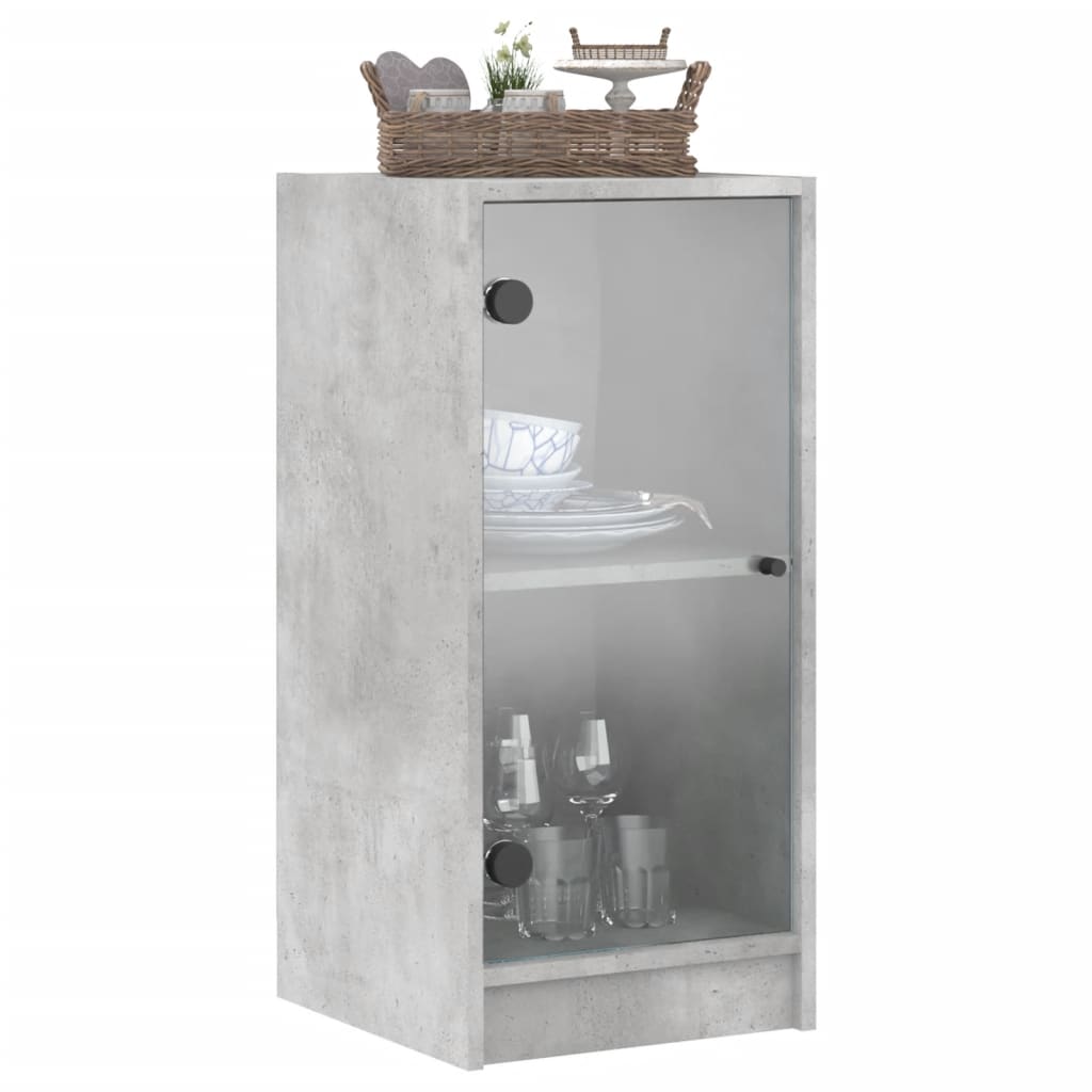 Bijzetkast met glazen deuren 35x37x75,5 cm betongrijs is nu te koop bij PeponiXL, paradijselijk wonen!
