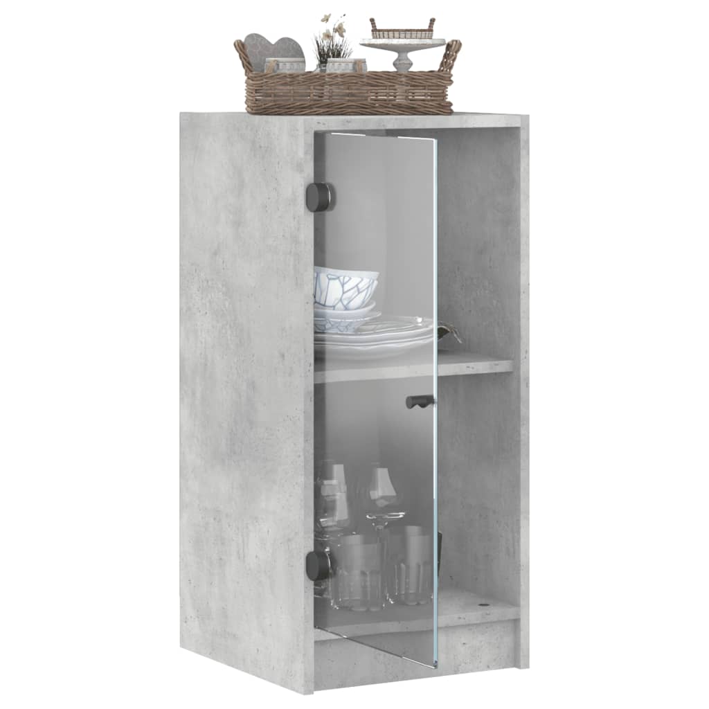 Bijzetkast met glazen deuren 35x37x75,5 cm betongrijs is nu te koop bij PeponiXL, paradijselijk wonen!