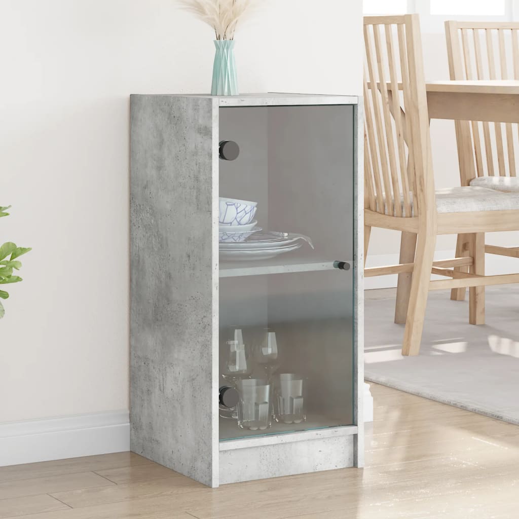 Bijzetkast met glazen deuren 35x37x75,5 cm betongrijs is nu te koop bij PeponiXL, paradijselijk wonen!