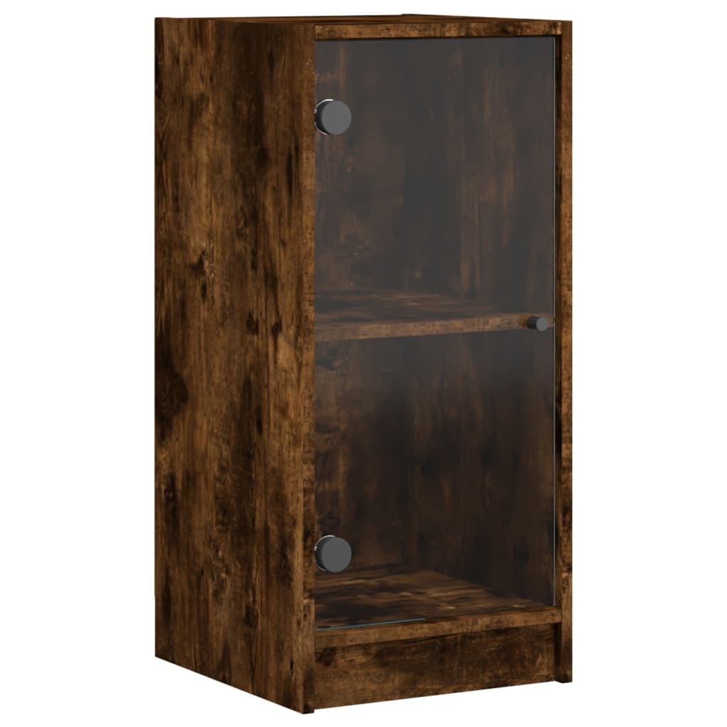 Bijzetkast met glazen deuren 35x37x75,5 cm gerookt eikenkleurig is nu te koop bij PeponiXL, paradijselijk wonen!