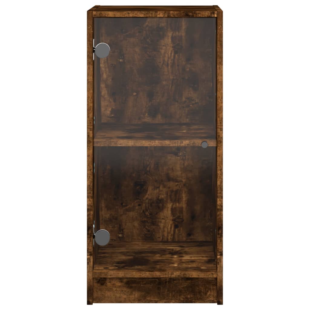 Bijzetkast met glazen deuren 35x37x75,5 cm gerookt eikenkleurig is nu te koop bij PeponiXL, paradijselijk wonen!