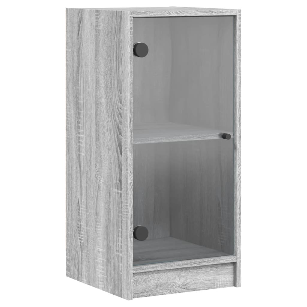 Bijzetkast met glazen deuren 35x37x75,5 cm grijs sonoma eiken is nu te koop bij PeponiXL, paradijselijk wonen!
