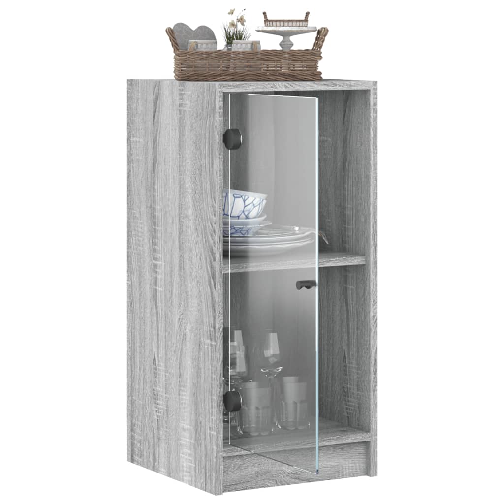 Bijzetkast met glazen deuren 35x37x75,5 cm grijs sonoma eiken is nu te koop bij PeponiXL, paradijselijk wonen!
