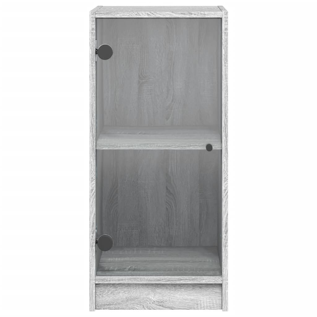 Bijzetkast met glazen deuren 35x37x75,5 cm grijs sonoma eiken is nu te koop bij PeponiXL, paradijselijk wonen!