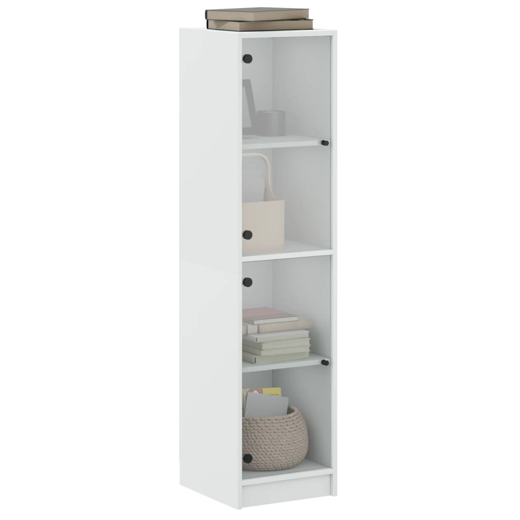 Hoge kast met glazen deuren 35x37x142 cm wit is nu te koop bij PeponiXL, paradijselijk wonen!