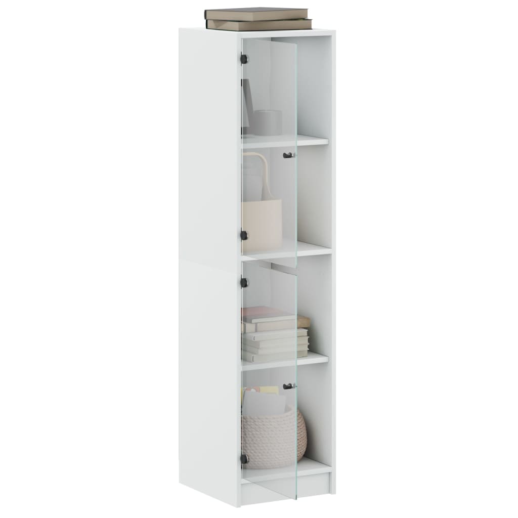 Hoge kast met glazen deuren 35x37x142 cm wit is nu te koop bij PeponiXL, paradijselijk wonen!