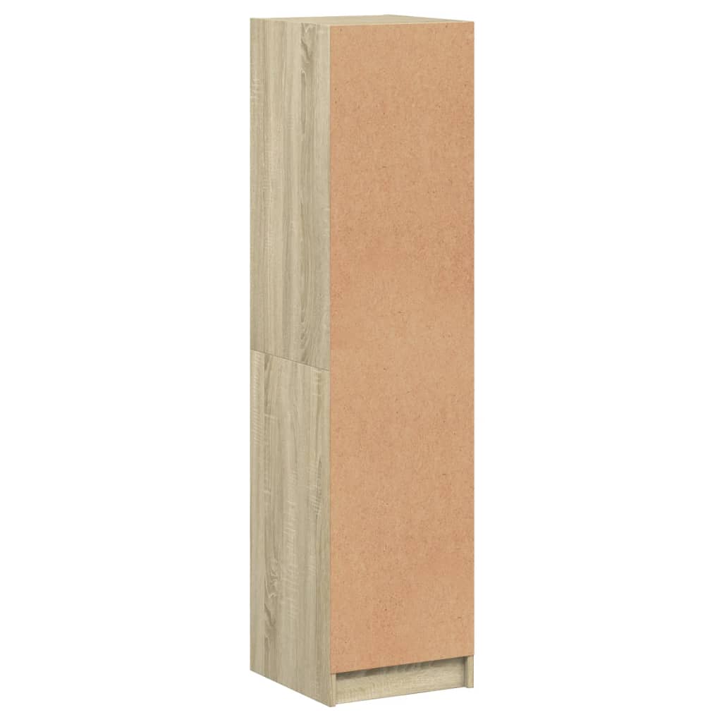 Hoge kast met glazen deuren 35x37x142 cm sonoma eikenkleurig is nu te koop bij PeponiXL, paradijselijk wonen!