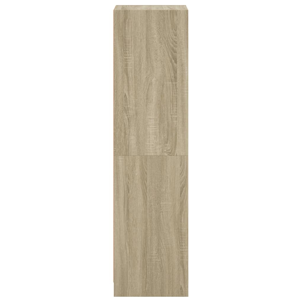 Hoge kast met glazen deur 35x37x142 cm sonoma eikenkleurig is nu te koop bij PeponiXL, paradijselijk wonen!