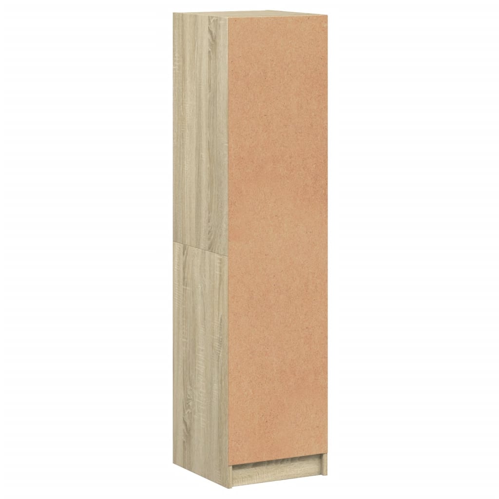 Hoge kast met glazen deur 35x37x142 cm sonoma eikenkleurig is nu te koop bij PeponiXL, paradijselijk wonen!