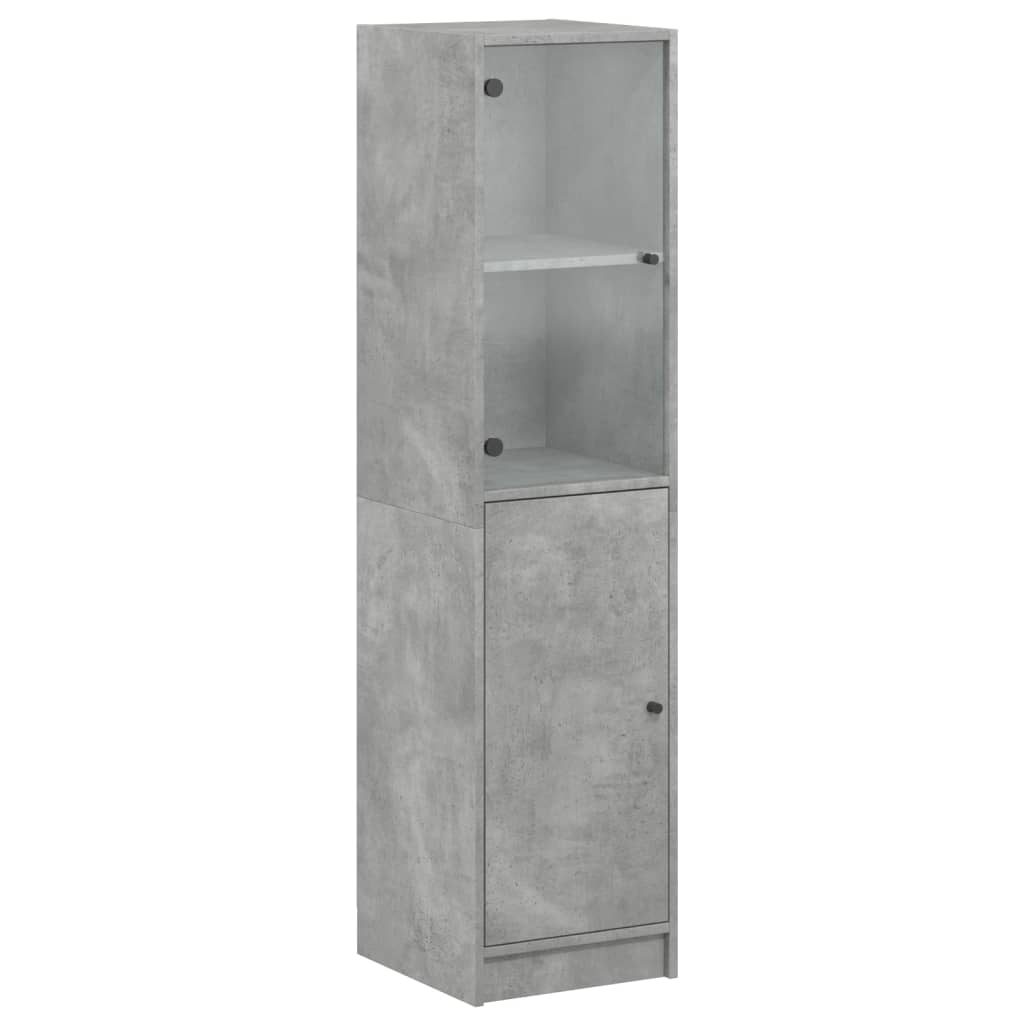 Hoge kast met glazen deur 35x37x142 cm betongrijs is nu te koop bij PeponiXL, paradijselijk wonen!