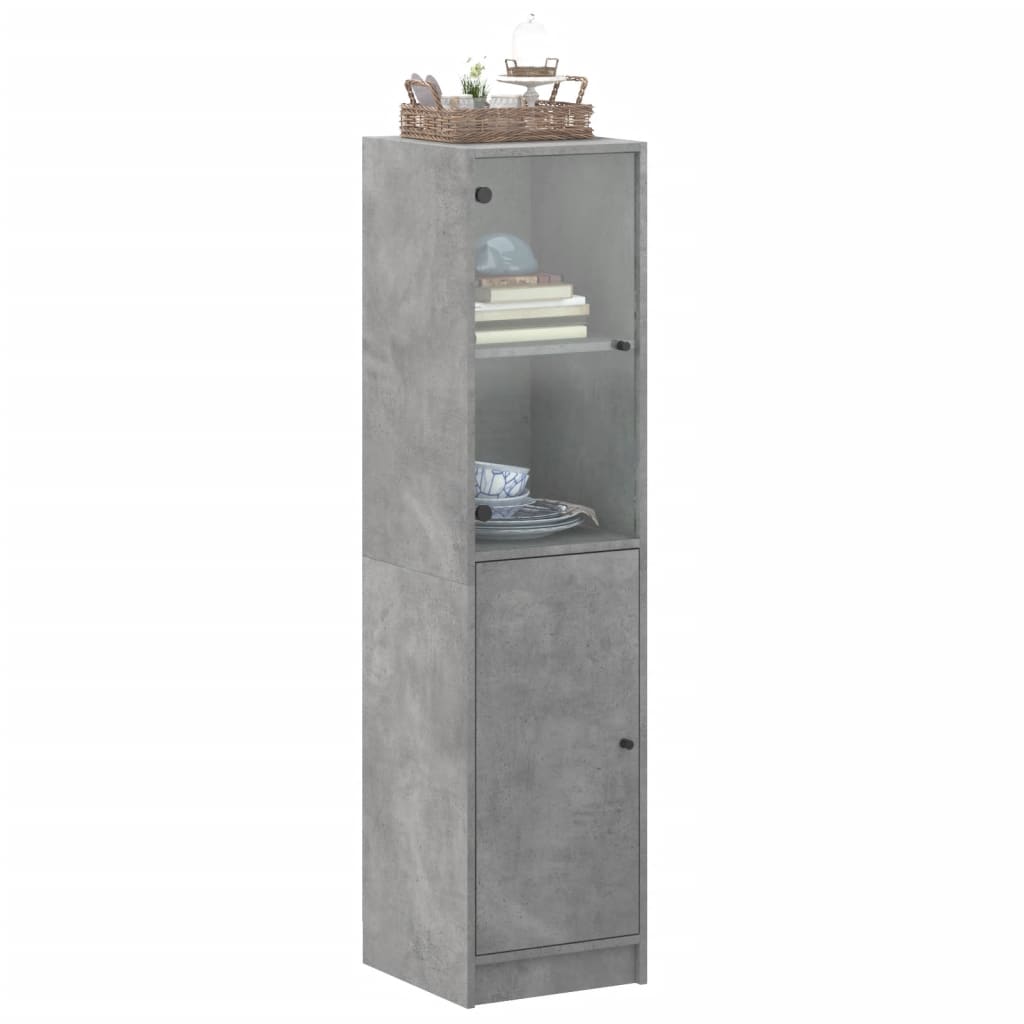 Hoge kast met glazen deur 35x37x142 cm betongrijs is nu te koop bij PeponiXL, paradijselijk wonen!