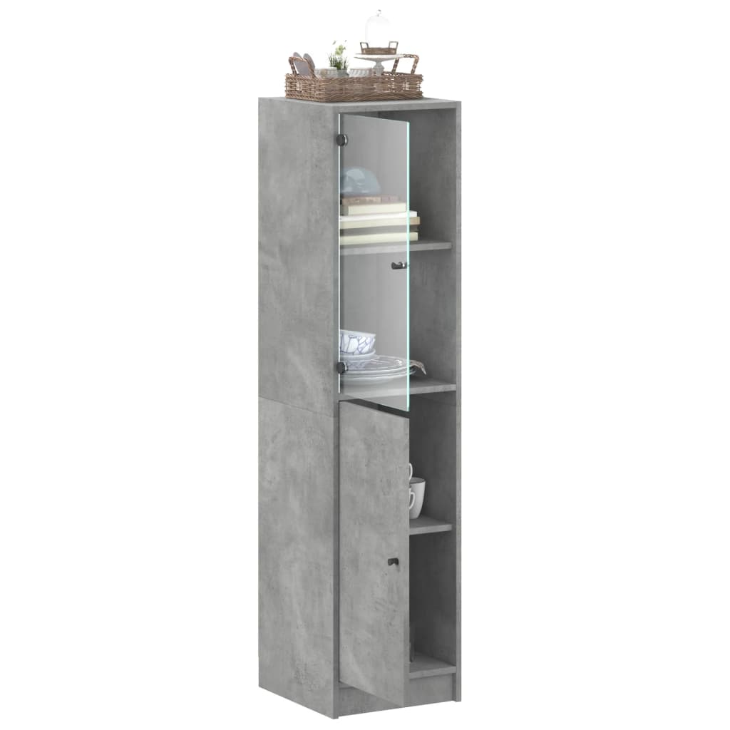 Hoge kast met glazen deur 35x37x142 cm betongrijs is nu te koop bij PeponiXL, paradijselijk wonen!