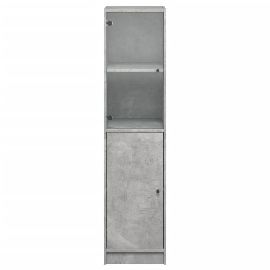Hoge kast met glazen deur 35x37x142 cm betongrijs is nu te koop bij PeponiXL, paradijselijk wonen!