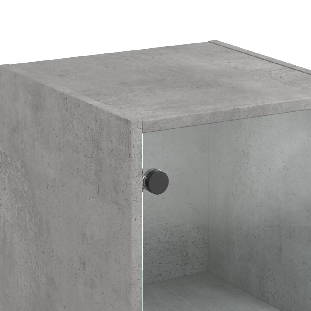 Hoge kast met glazen deur 35x37x142 cm betongrijs is nu te koop bij PeponiXL, paradijselijk wonen!