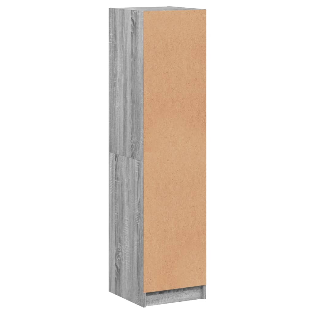 Hoge kast met glazen deur 35x37x142 cm grijs sonoma eikenkleur is nu te koop bij PeponiXL, paradijselijk wonen!